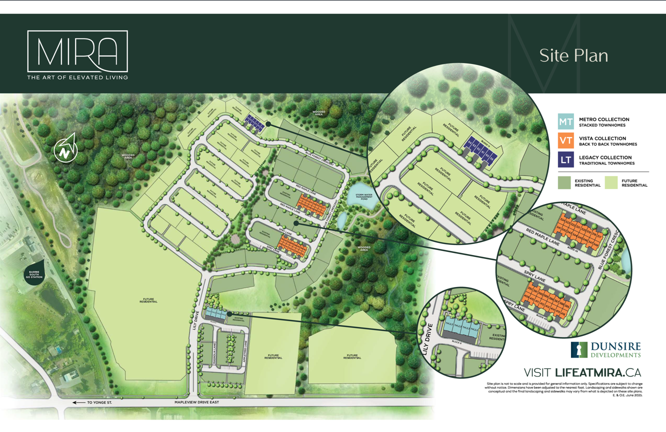 Mira Full Community Site Plan — South Barrie · Metro · Vista · Legacy