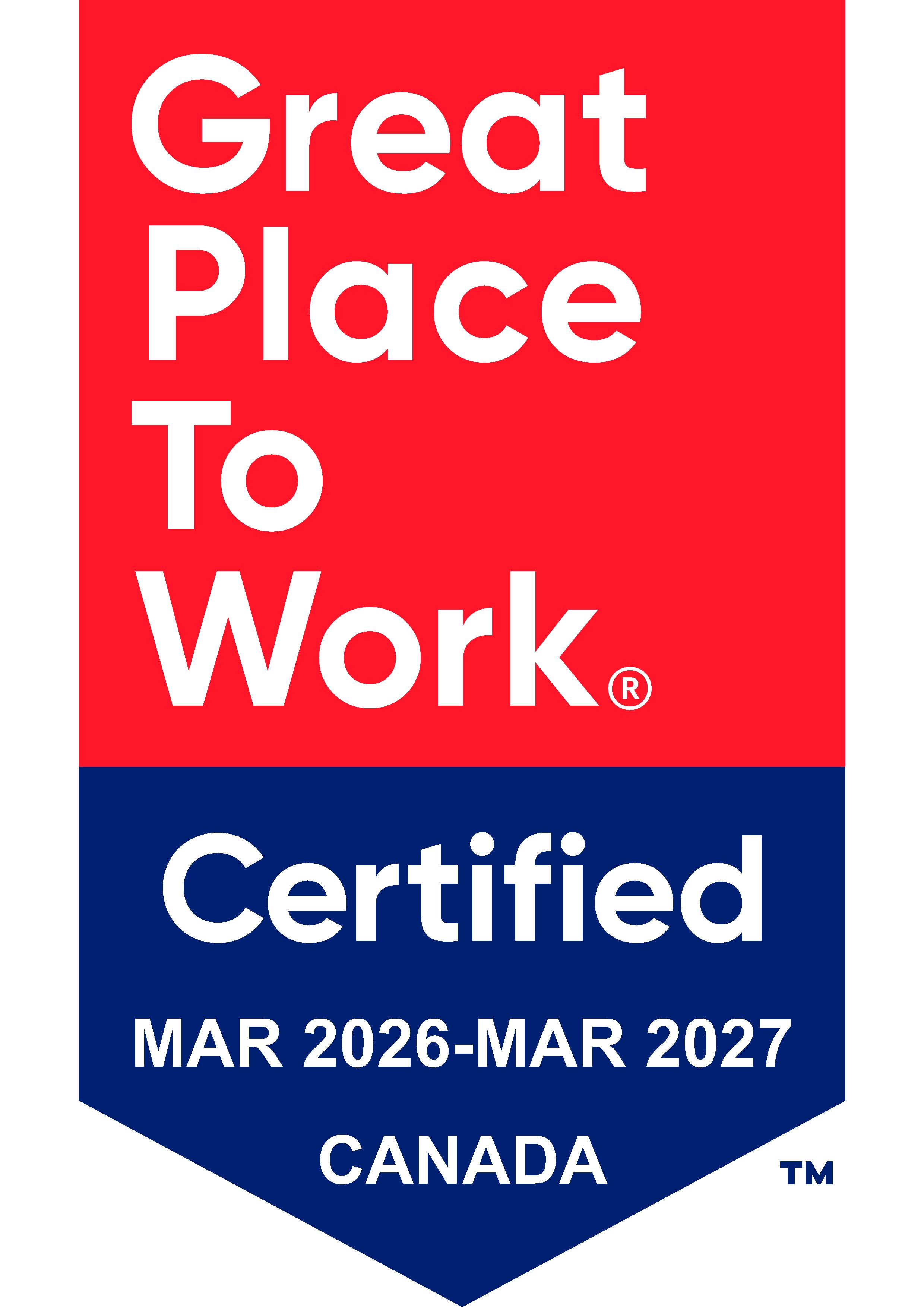 Great Place to Work Certified · April 2026 – April 2027