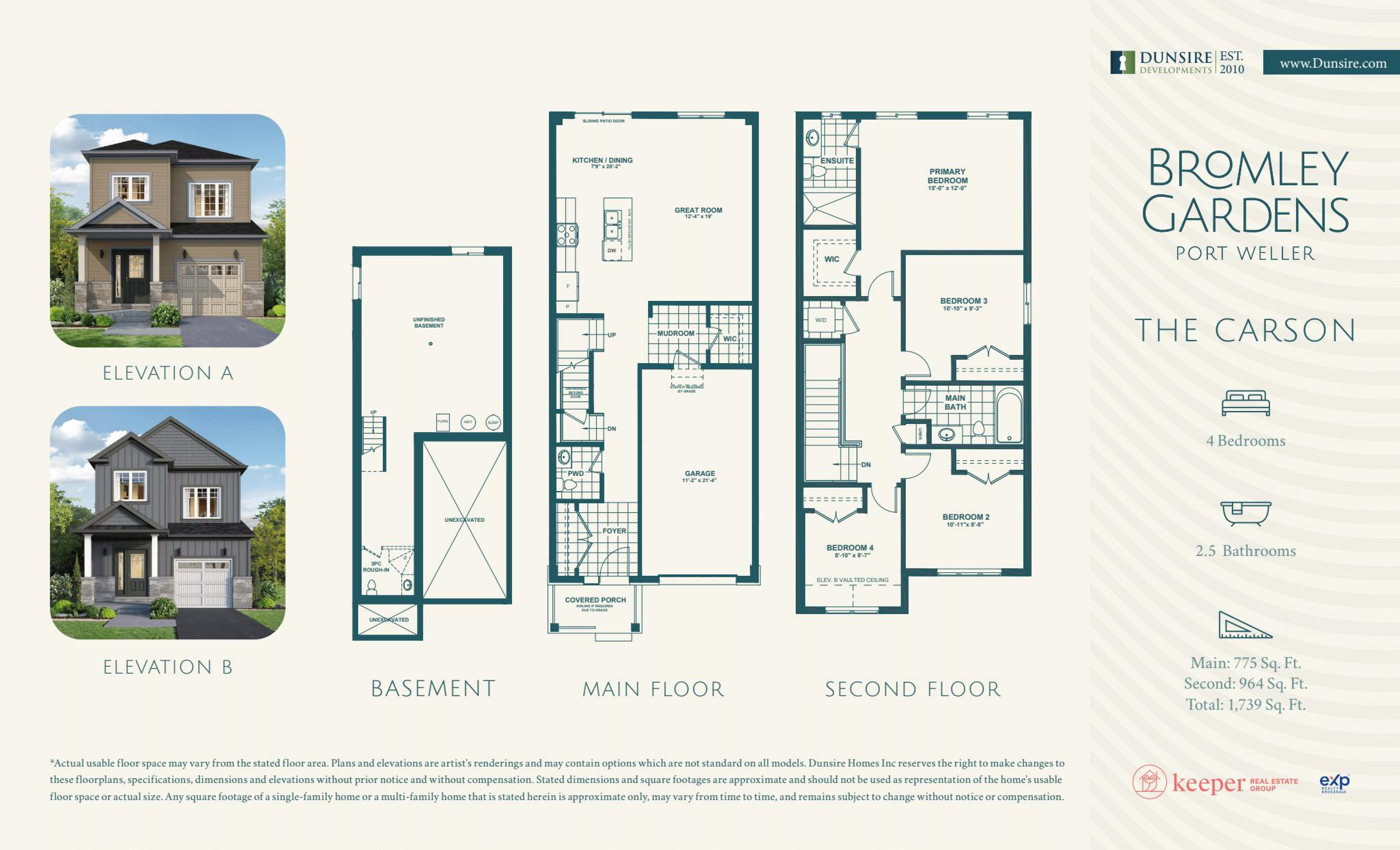 The Carson — elevations and floor plans