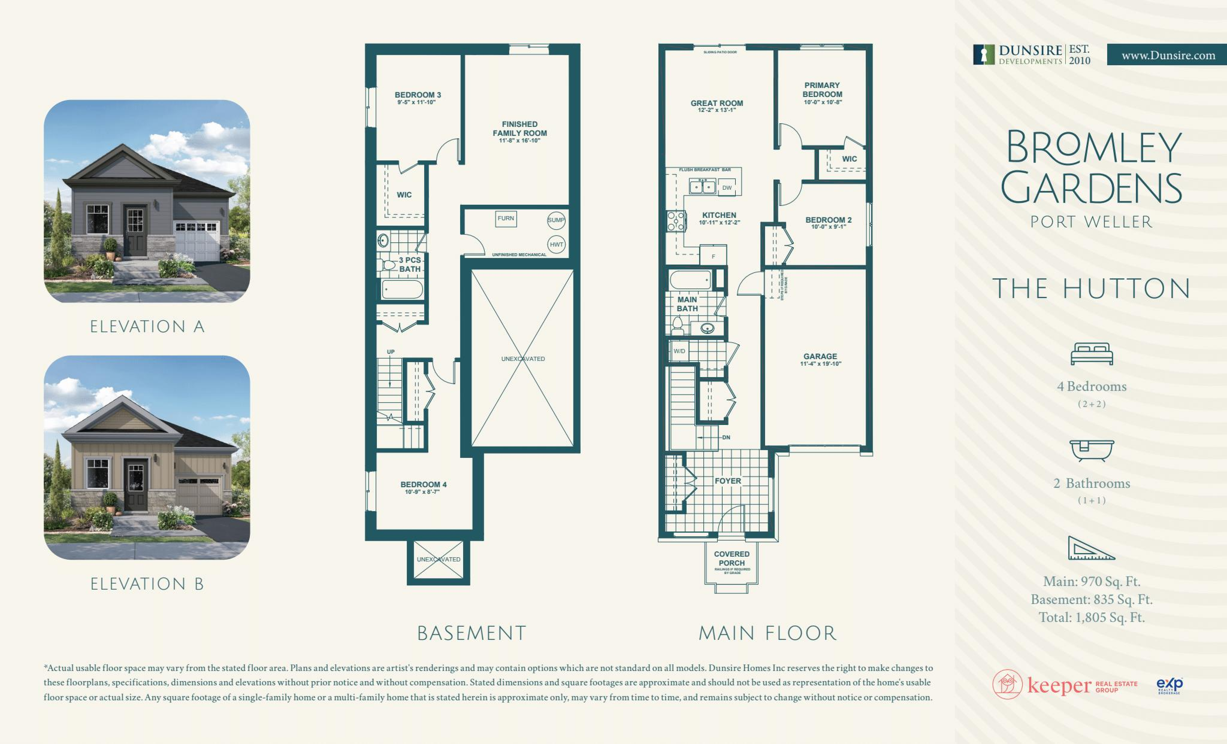The Hutton — elevations and floor plans