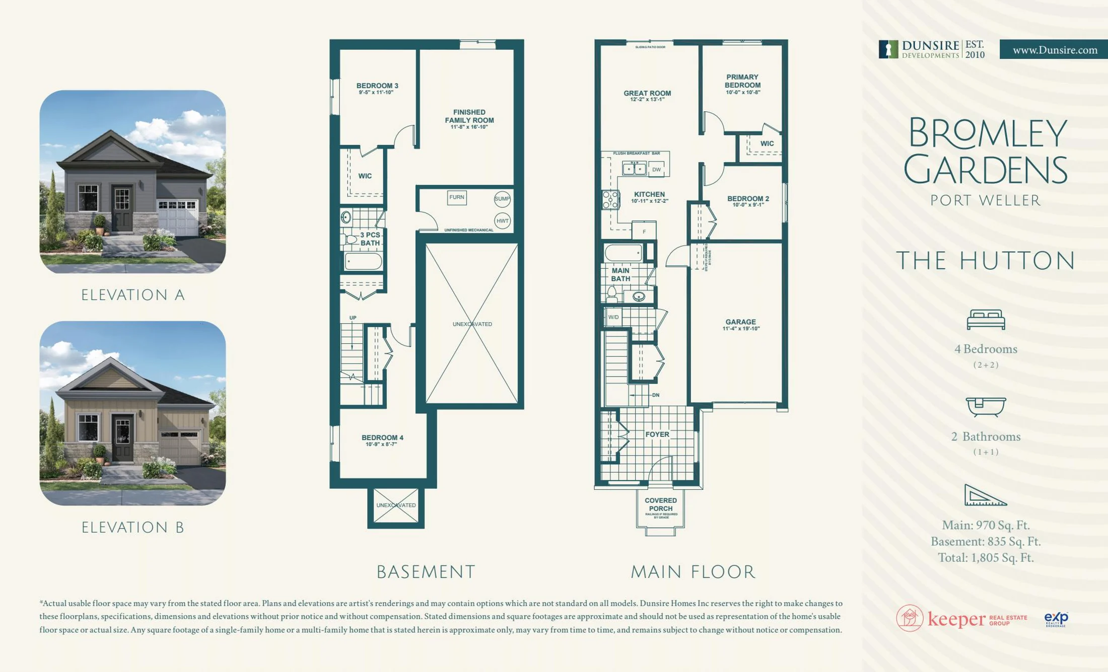 Hutton floor plan, 4 bed 2 bath