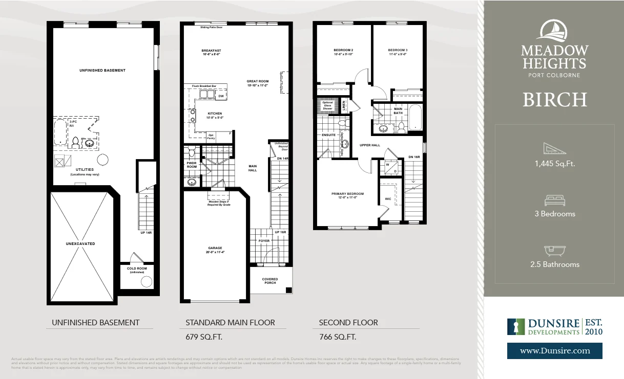 Birch floor plan, 3 bed 2.5 bath