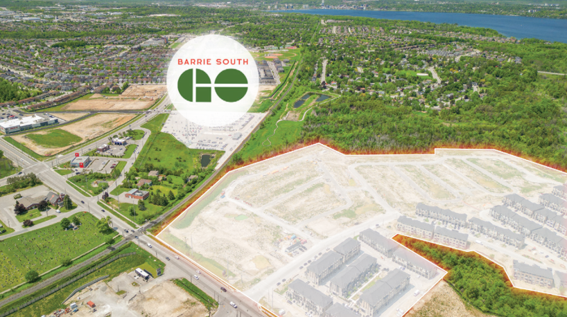 Mira community site — Barrie South GO Station visible in background